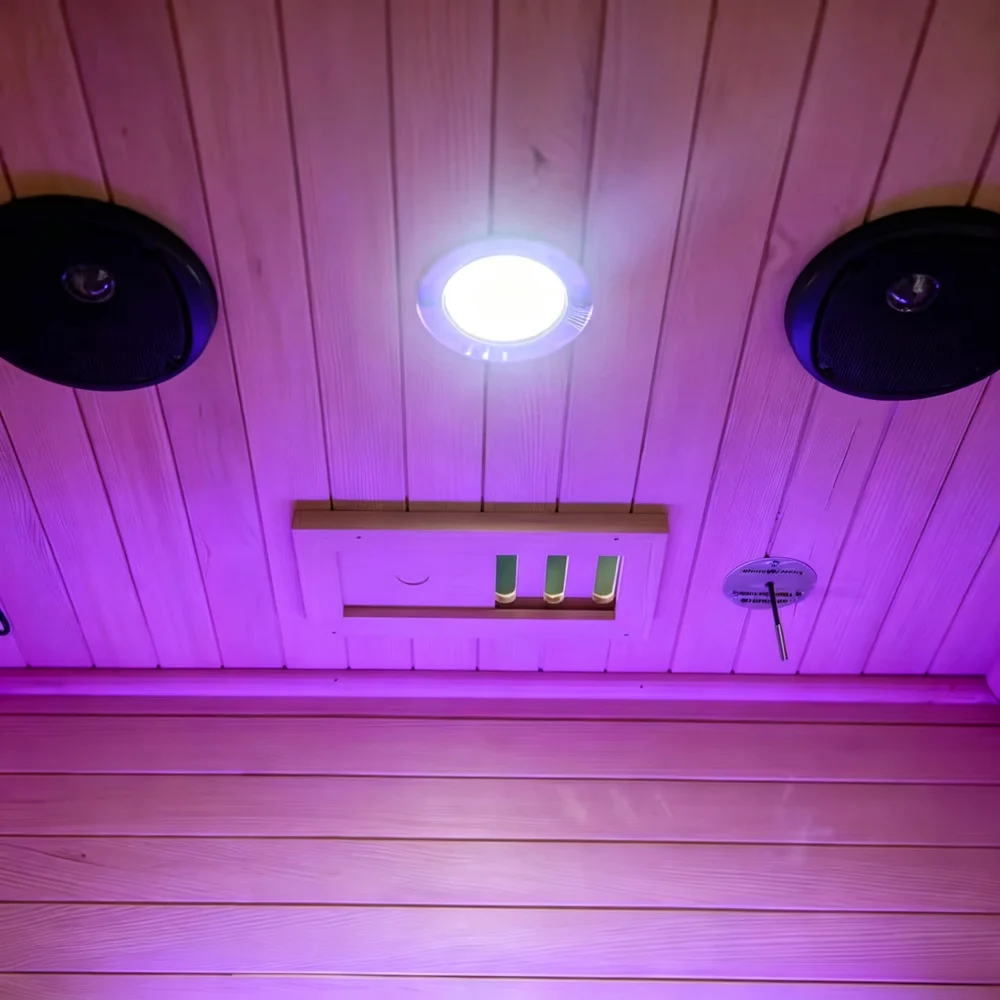 Ceiling lighting and speakers detail